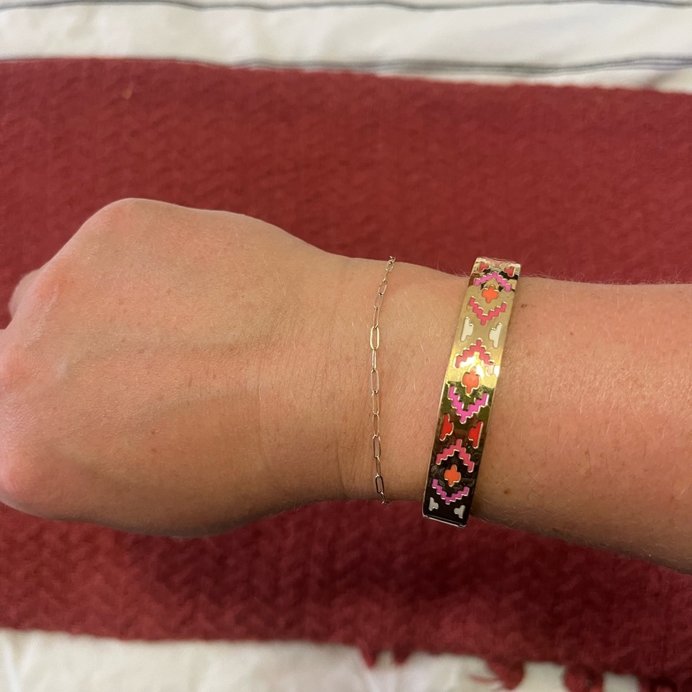 Gold- pink, orange and white kate spade bracelet